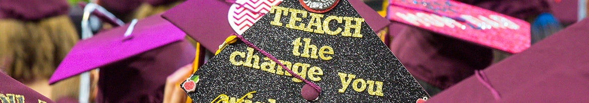 Image of graduation caps with designs