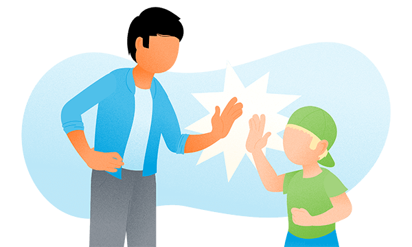 high five by a teacher and student illustration