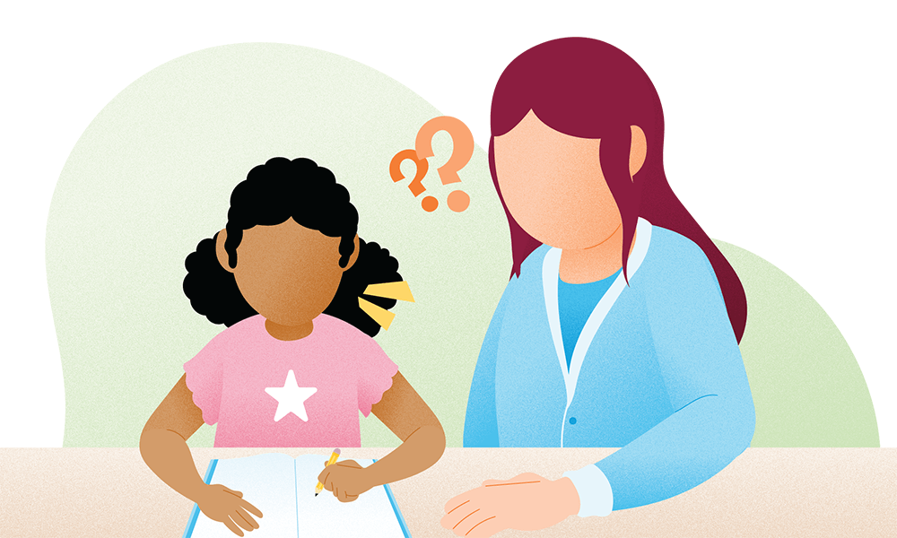 illustration of a student working with a teacher