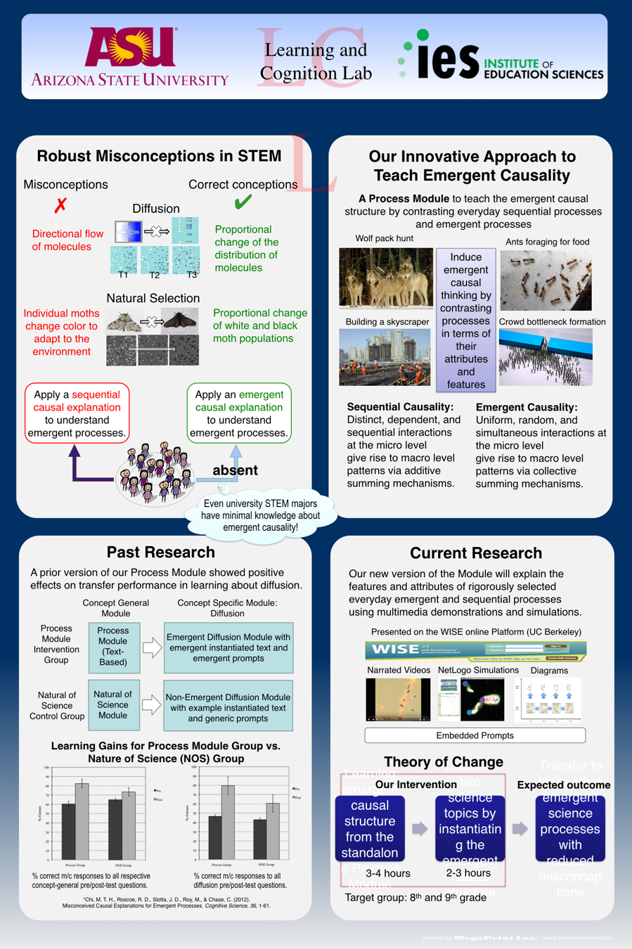 PAIC infographic that goes over the robust misconceptions in STEM and an innovative approach to teach emergent causality