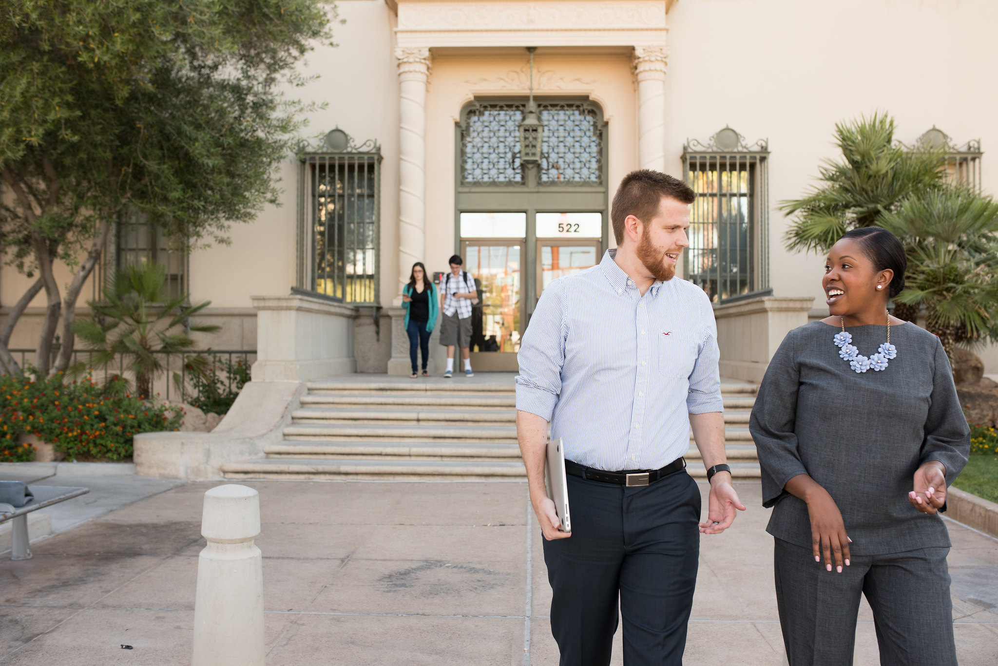Image of people walking outdoors