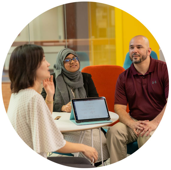 partnership discussion in the library