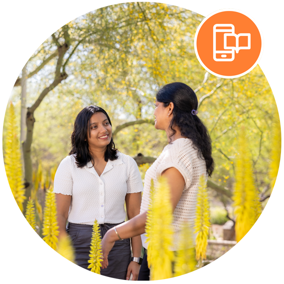 professional educators talking outside