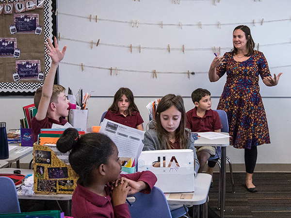 teacher in an elementary school classroom