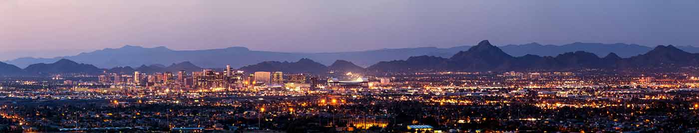 Phoenix skyline at sunset